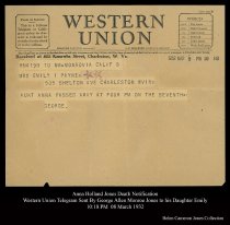 Telegram of Death of Anna H. Jones